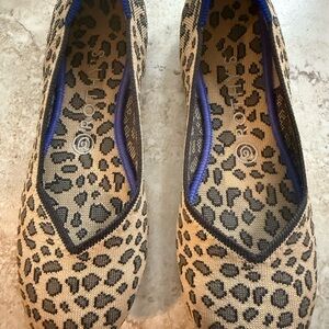 Rothy's Leopard Print Flats with Blue Accent